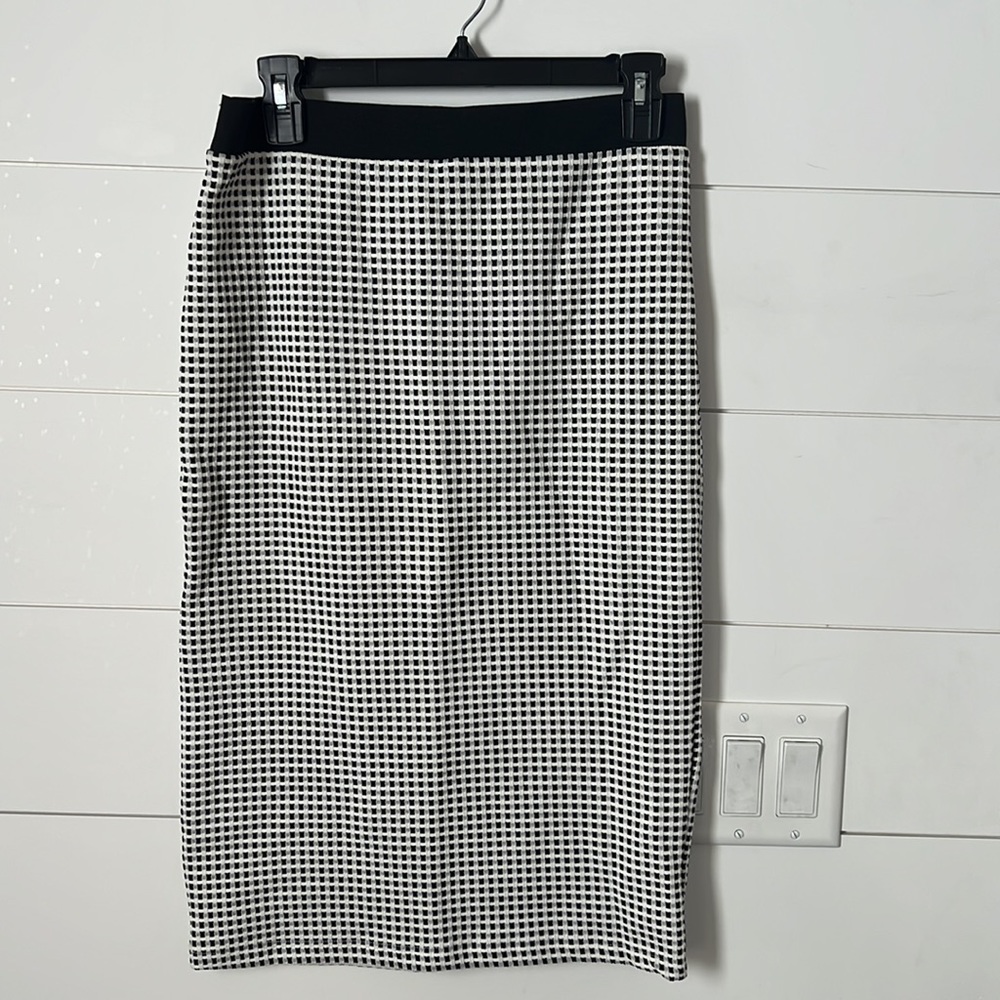 TopShop Black and White body con Midi Skirt